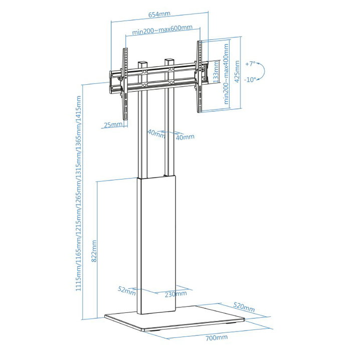 Tooq Soporte de Suelo Mirror FS2288M-B para Pantallas 32-85 pulgadas Tooq Soporte de Suelo Mirror FS2288M-B para Pantallas 32-85 pulgadas